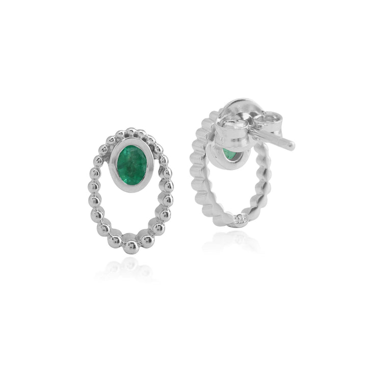 Orecchini a bottone con smeraldo, argento sterling 925 con borchie di smeraldo da 0,23 ct