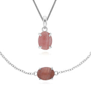 Classico bracciale e pendente ovale in rodocrosite in argento 925