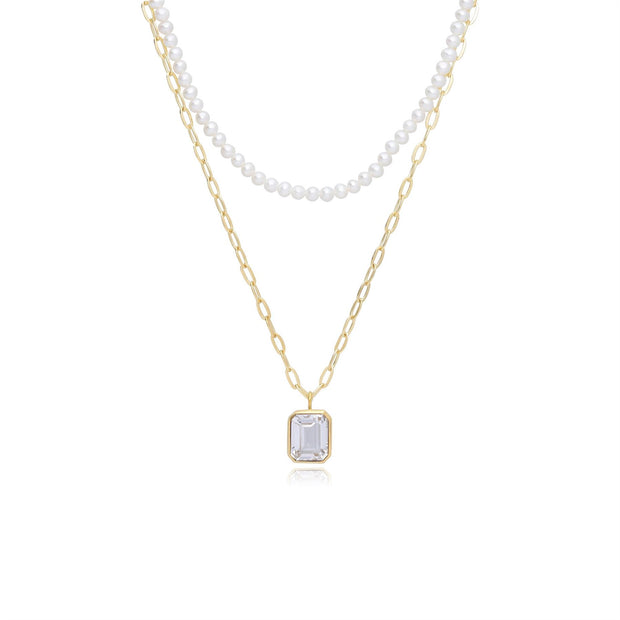 Collier ECFEW™ 'The Unifier' Topaze Blanche et Perle