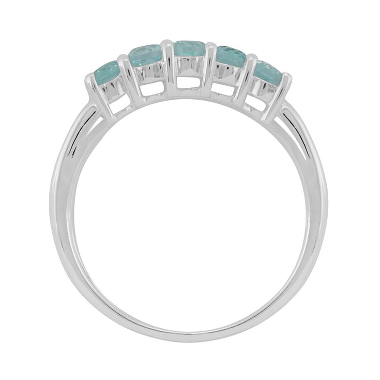 ARGENTO STERLING DA 0,88 CT CT Topazio azzurro naturale Stile classico con cinque anelli di pietra