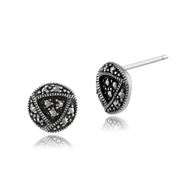 Orecchini marcasite rotondo stile Rennie Mackintosh in argento 925 