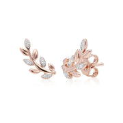 Orecchini con diamanti in oro rosa 375 O Leaf