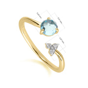 Classico anello aperto con topazio azzurro svizzero chiaro in oro giallo 375