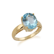 Anello classico con pietra unica in oro giallo da 9 ct da 5,00 ct con topazio azzurro cielo