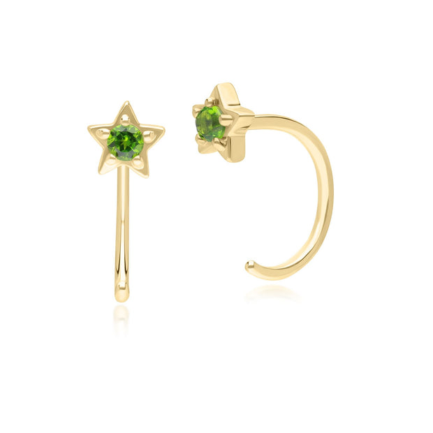 Orecchini a cerchio classici e moderni in oro giallo da 9 ct con diopside cromato