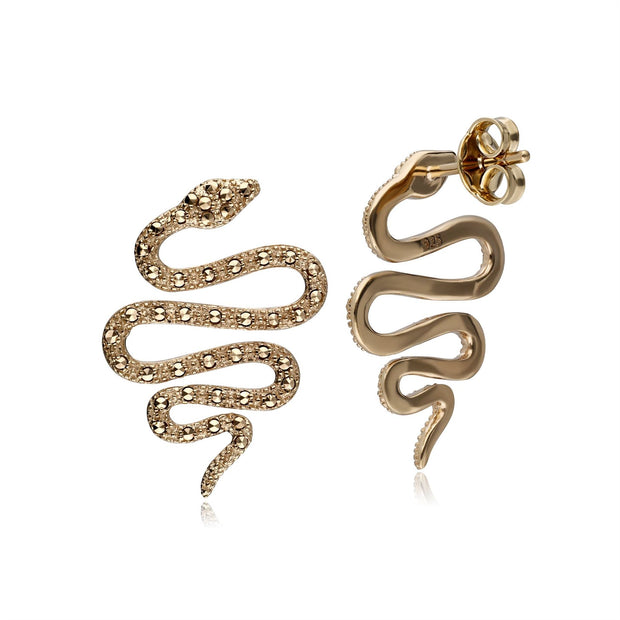 Orecchini serpente in argento 925 placcato oro con marcasite