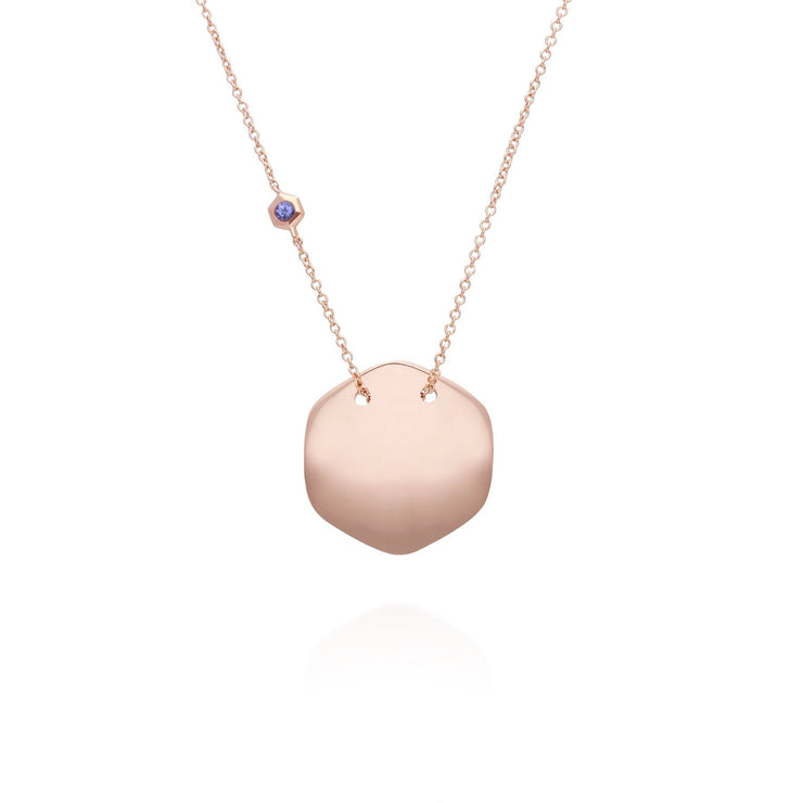 Collana con incisione in argento 925 placcato oro rosa con tanzanite