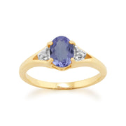 Anello Gemondo con tanzanite, oro giallo da 9 ct con tanzanite da 0,69 ct e anello con diamanti