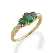 Anello Gemondo con smeraldo, oro giallo da 9 ct, anello con smeraldo e diamanti da 0,83 ct