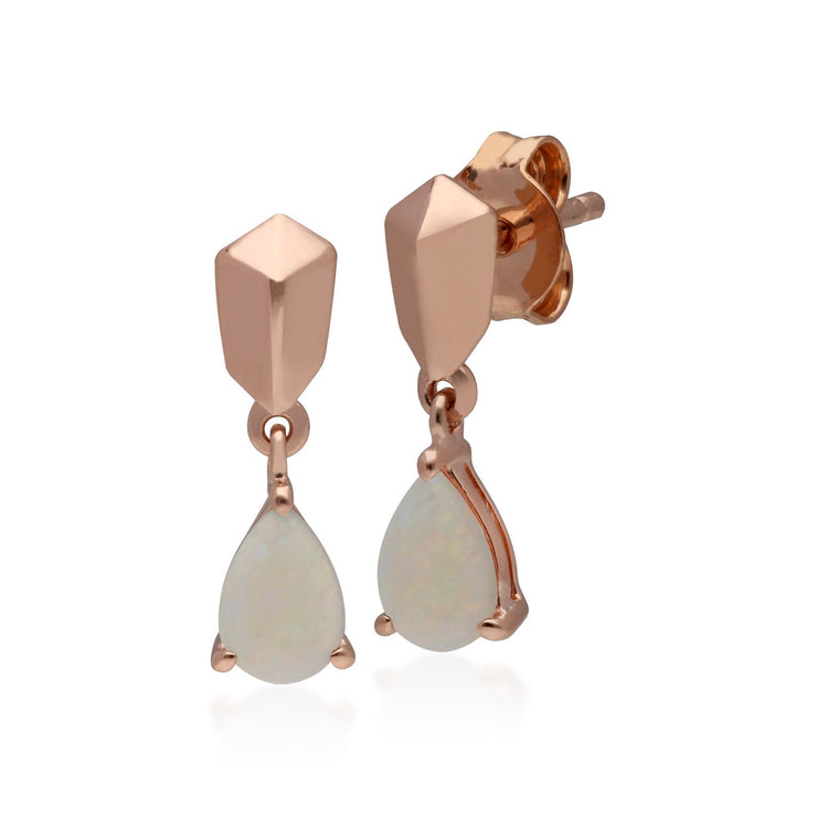 Mini orecchini pendenti in argento 925 placcato oro rosa opale