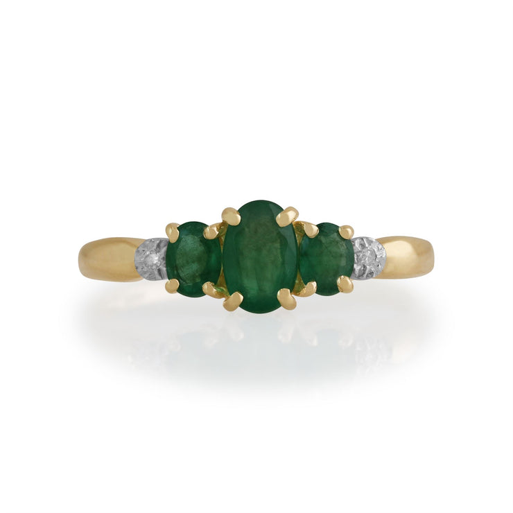 Anello Gemondo con smeraldo, oro giallo da 9 ct, anello con smeraldo e diamanti da 0,83 ct