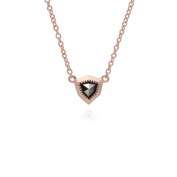 Collana da 42 cm con motivo di protezione marcasite in argento sterling placcato oro rosa