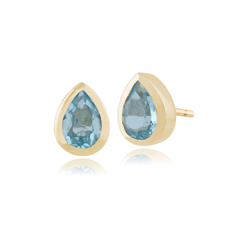 Orecchini con topazio azzurro, orecchini in oro giallo da 9 ct con topazio azzurro da 1,04 ct