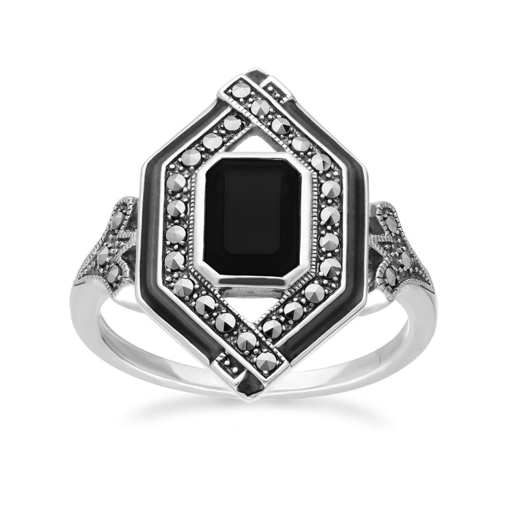 Anello con diamanti in stile Art Déco Spinello, e-mail e marcasite