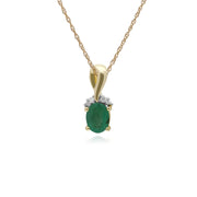 Collana con smeraldi, ciondolo bacio con smeraldi in oro giallo da 9 ct e diamanti su catena da 45 cm