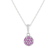 Ciondolo e orecchini a cerchio floreali in argento 925 con zaffiro rosa e diamanti