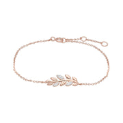 Bracciale e collana O Leaf in oro rosa 375 diamanti