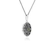 Collana portafoto in stile Art Nouveau in argento 925 con peridoto ovale