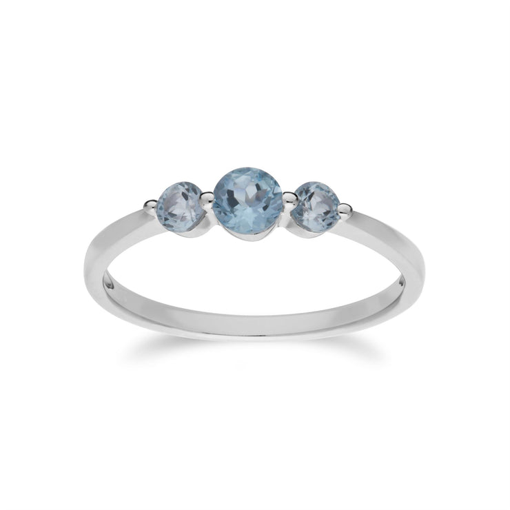 Orecchini classici con tre pietre e anello in argento 925 con topazio azzurro