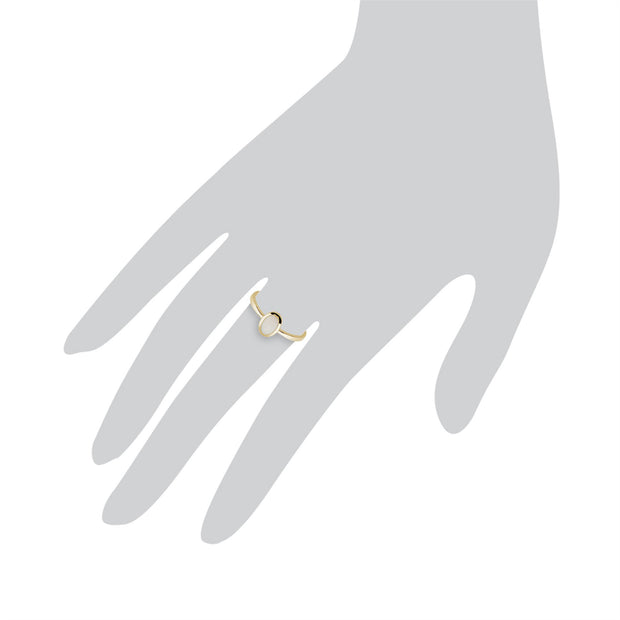 Anello con opale Gemondo, anello con cornice opale in oro giallo da 9 ct e 0,29 ct