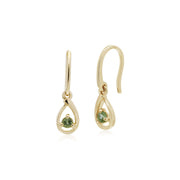 Orecchini con peridoto, orecchini a goccia con pietra singola in oro giallo con peridoto da 9 ct