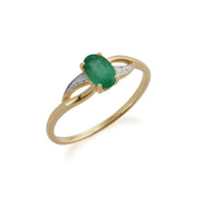 Anello Gemondo con smeraldo, anello in oro giallo da 9 ct con smeraldo da 0,47 ct e anello con diamanti