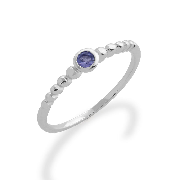 Anello Gemondo con tanzanite, anello con pietra portafortuna impilabile in argento sterling 925 da 0,11 CT con tanzanite