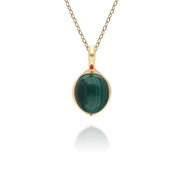 Ciondolo in malachite placcato oro argento 925 con gemma B irregolare