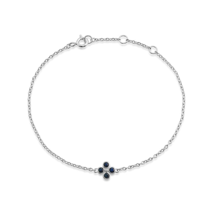 Bracciale con trifoglio floreale Argento 925 con castone rotondo in zaffiro