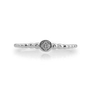 Anello con diamante Gemondo, anello portafortuna impilabile con diamante da 0,02 CT in argento sterling 925