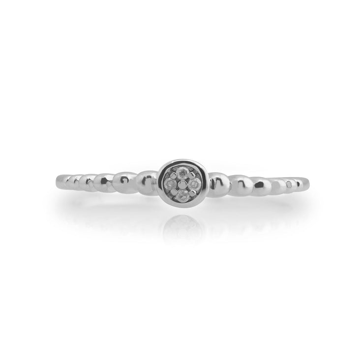 Anello con diamante Gemondo, anello portafortuna impilabile con diamante da 0,02 CT in argento sterling 925