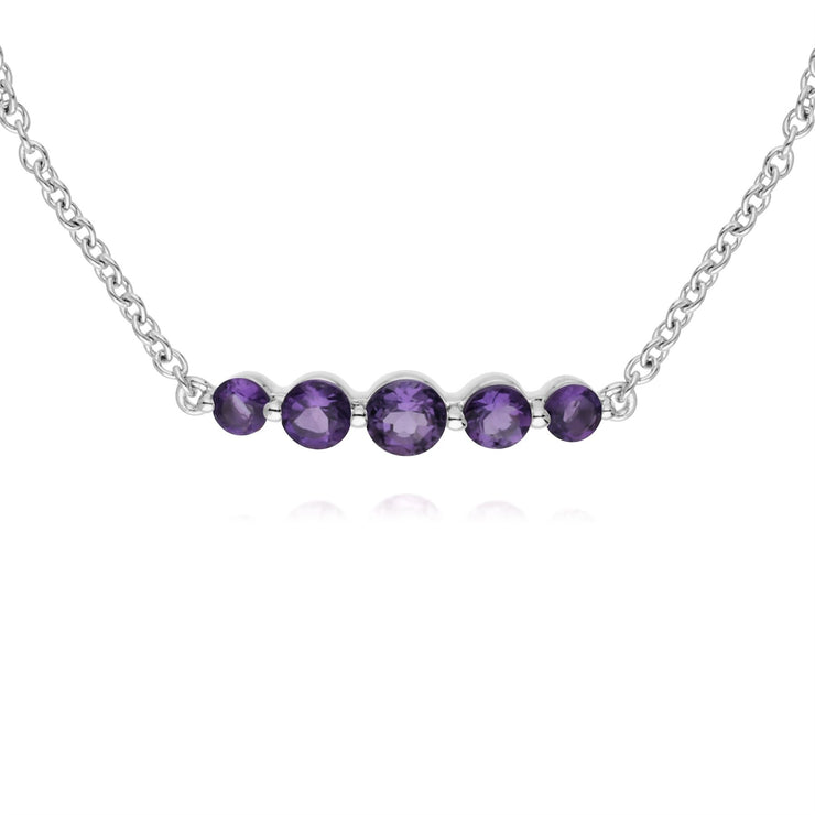 Classico bracciale e anello con cinque pietre di ametista in argento 925
