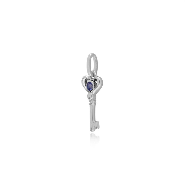 Ciondolo classico a chiave piccola in argento 925 con tanzanite rotonda