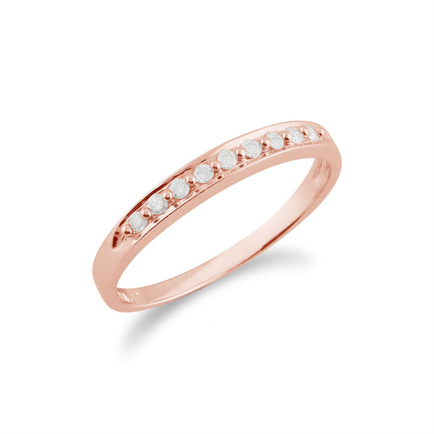 Anello Gemondo con diamanti, anello Half Eternity in oro rosa da 9 ct con diamanti da 0,10 ct in stile classico