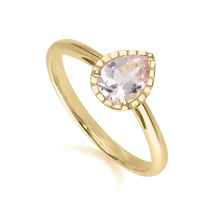 Anello classico in oro giallo 375 con Morganite a pera