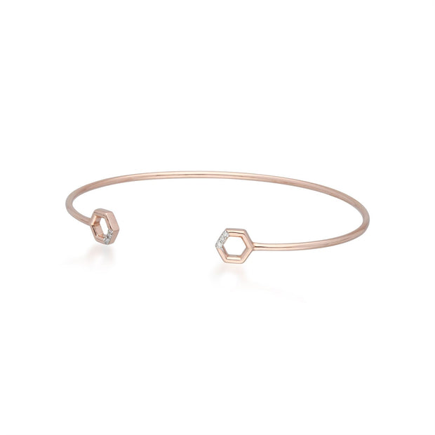 Bracciale rigido con pavé di diamanti in oro rosa 375 diamanti