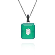 Ciondolo Grand Deco in smalto nero, calcedonio verde e topazio in argento sterling