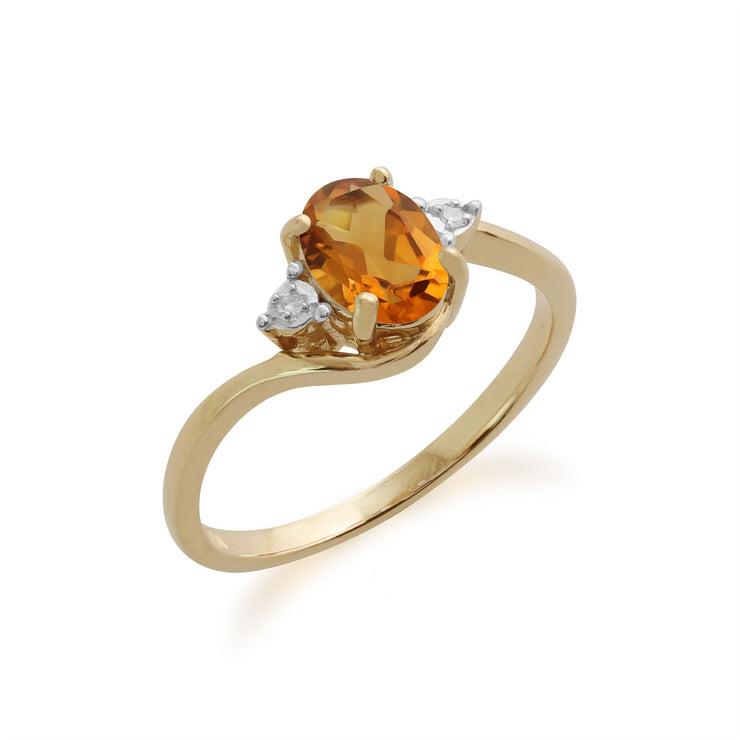 Anello Gemondo con citrino, anello con citrino e diamanti in oro giallo da 9 ct e 0,71 ct