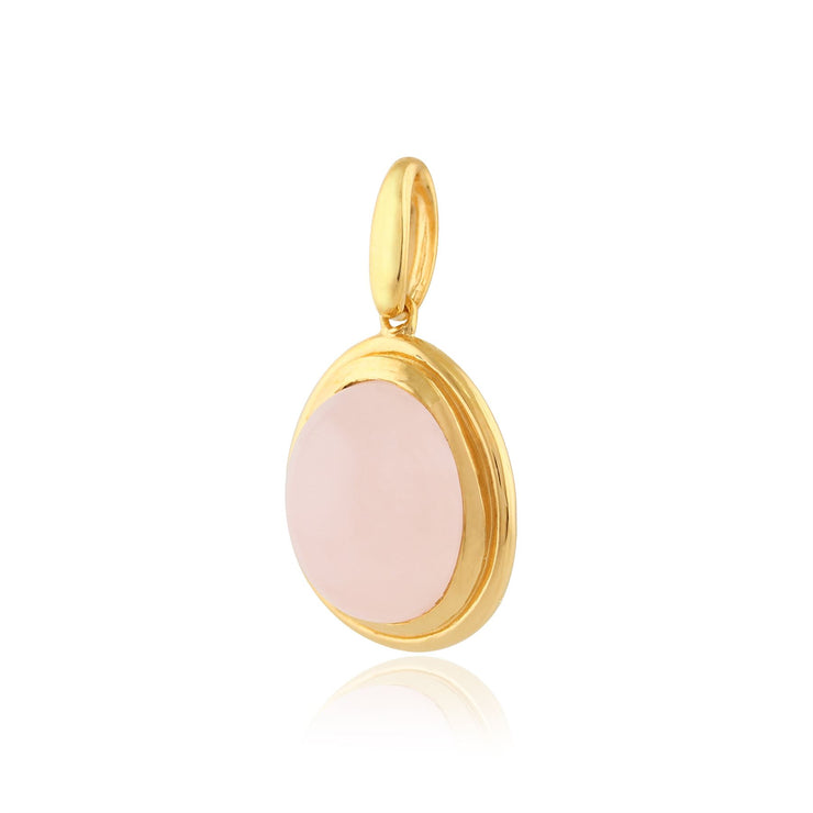 Orecchini pendenti e pendenti Boho in argento 925 placcato oro giallo con castone ovale al quarzo rosa