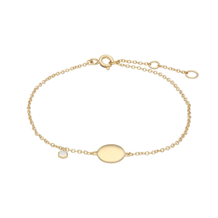 Bracciale con incisione topazio bianco placcato oro giallo argento 925