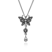 Collana Farfalla Stile Art Nouveau Argento 925 Marcasite