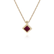 Collana con rubini, pendente in oro giallo con rubini da 9 ct e diamanti su catena da 45 cm