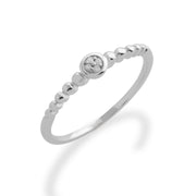 Anello con diamante Gemondo, anello portafortuna impilabile con diamante da 0,02 CT in argento sterling 925