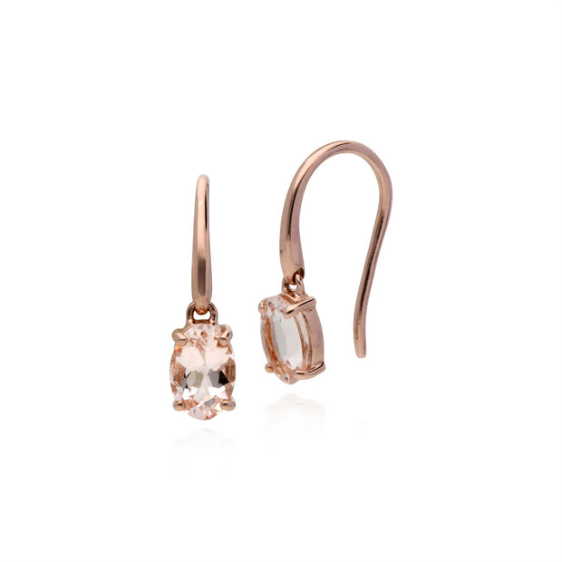 Orecchini classici a gancio Morganite in oro rosa 375