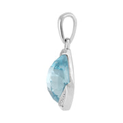 Ciondolo con topazio azzurro naturale a taglio cuscino da 2,30 ct in argento sterling e catena con diamanti