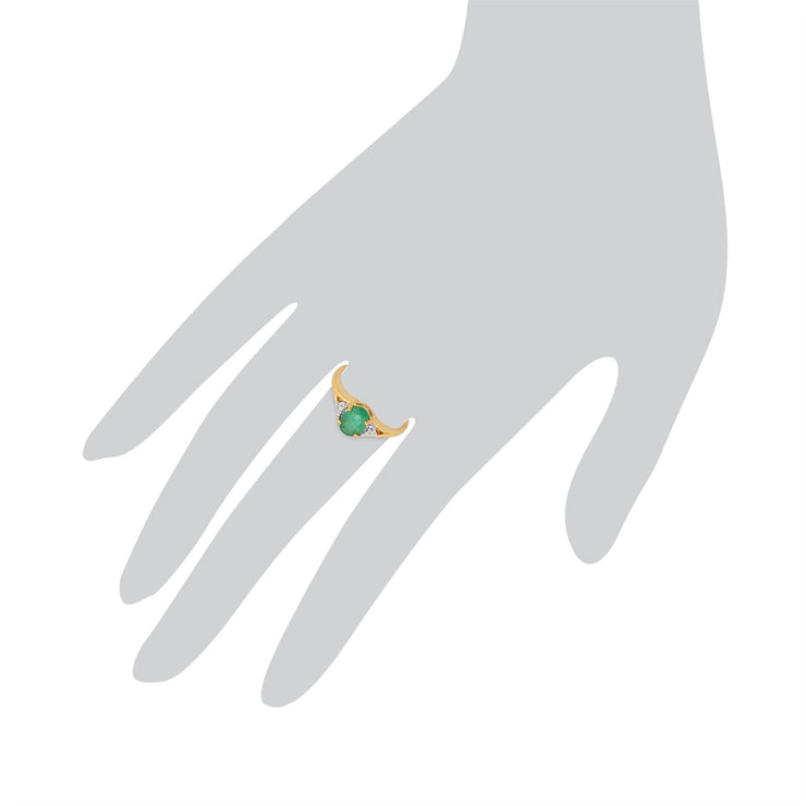 Anello Gemondo con smeraldo, anello solitario in oro giallo da 9 ct con smeraldo e diamante da 0,75 ct