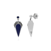 Orecchini MARKAGE, marcassite in argento sterling e orecchie di gotta smaltate blu