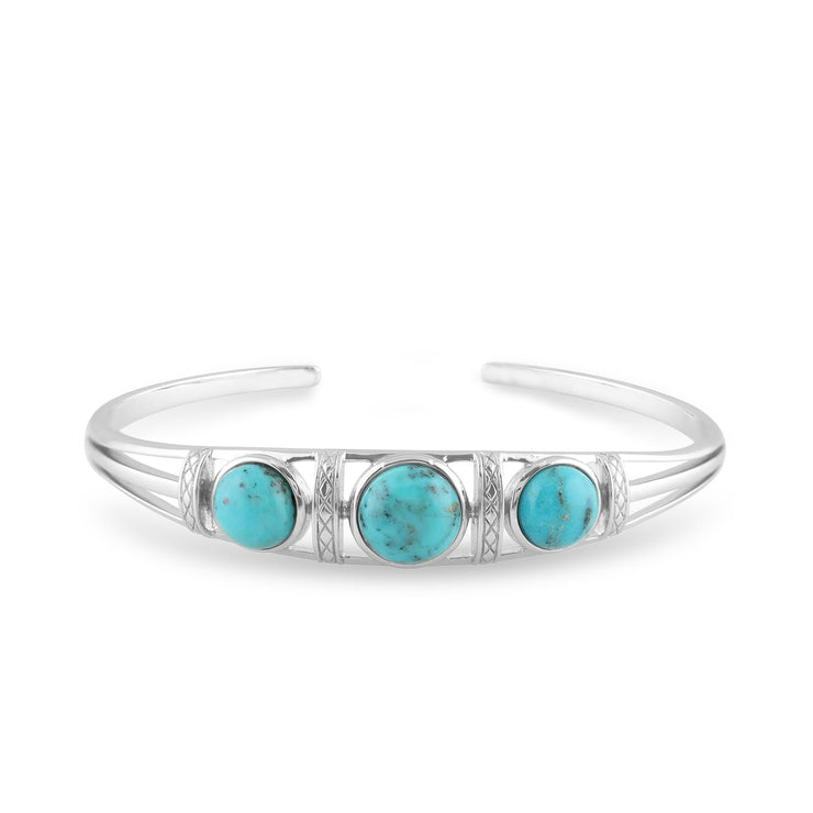 Bracciale rigido Boho Argento 925 cabochon rotondo turchese