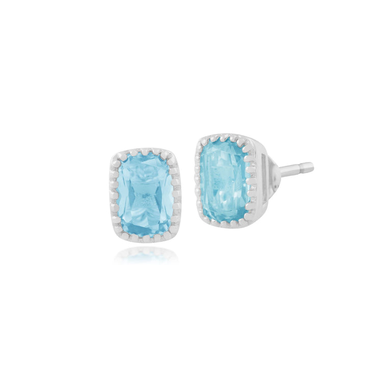 Orecchini con topazio azzurro, orecchini in oro bianco da 9 ct con topazio azzurro da 1,33 ct