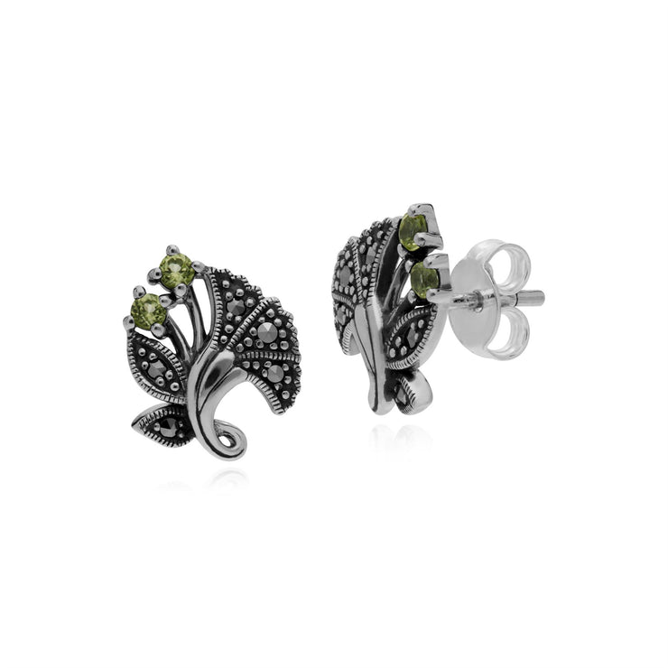 Orecchini di peridoto, peridoto in argento sterling e marcasite Nuovi orecchini di agosto